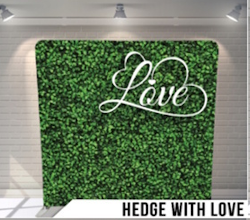 Hedge with Love photo booth backdrop