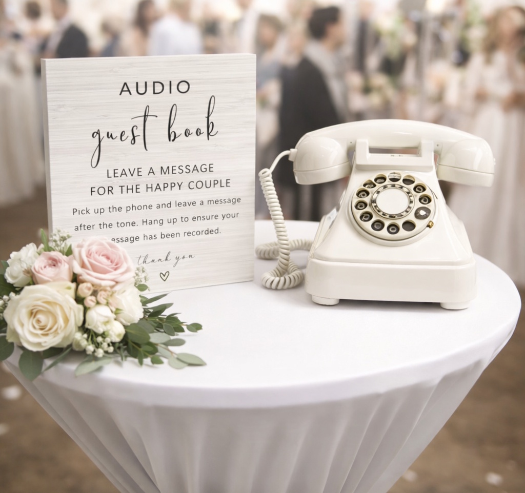 Vintage phone guest book rental in Dallas
