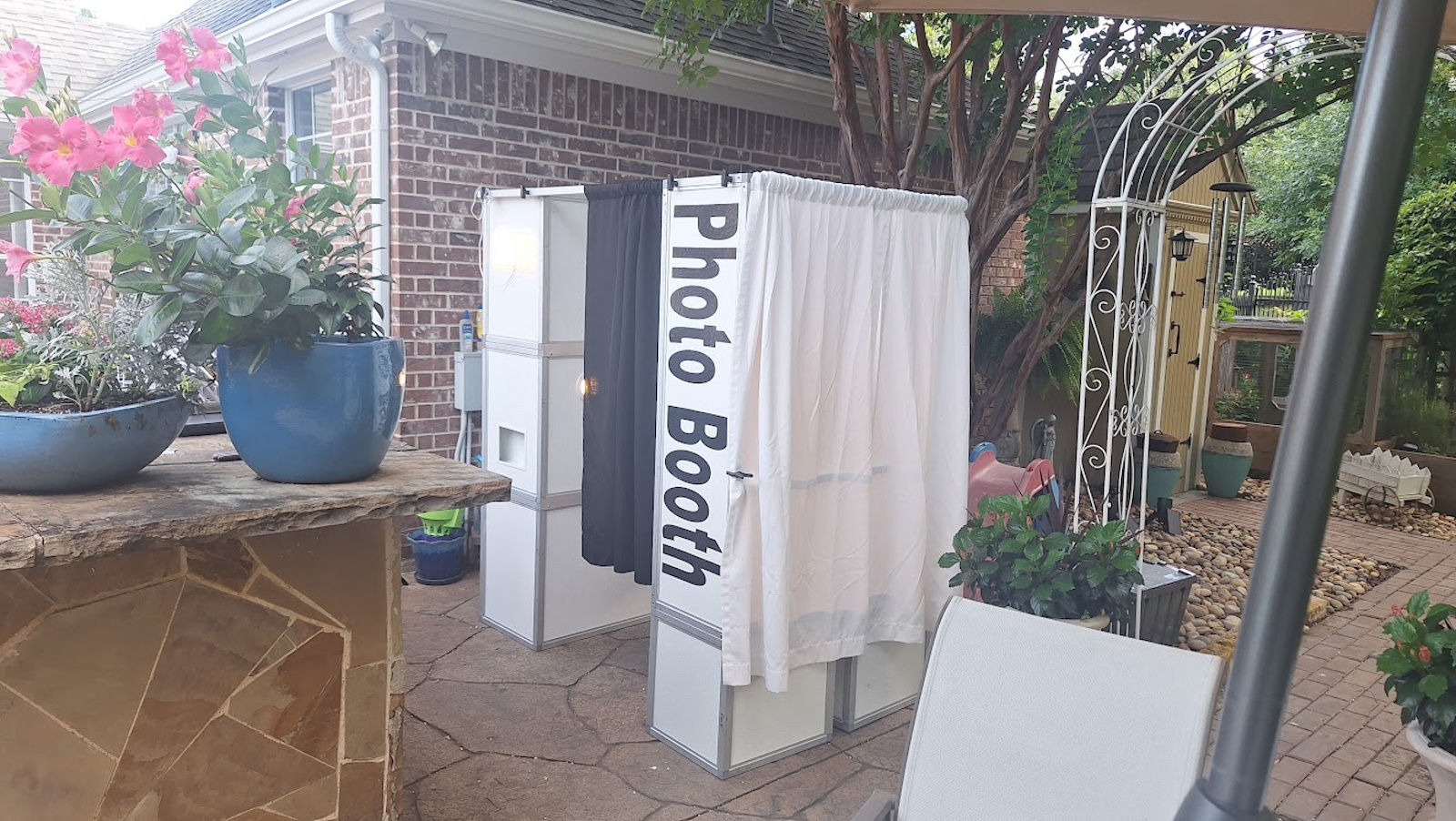 Traditional photo booth with privacy curtain